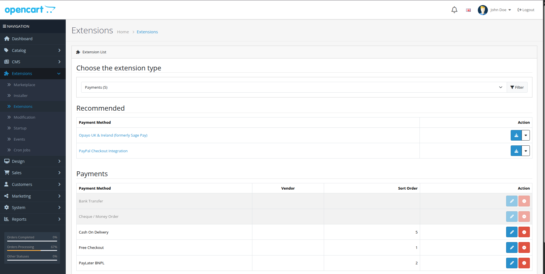 Managing the PayLater payment gateway in OpenCart